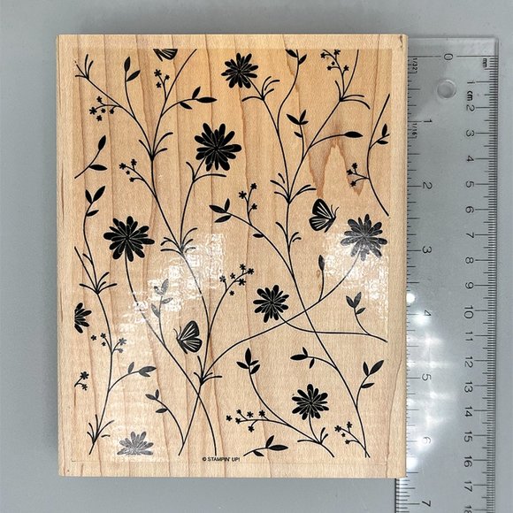 Stampin Up "Pretty Petals" Large Stamp – Floral Butterfly Background - Picture 3 of 4